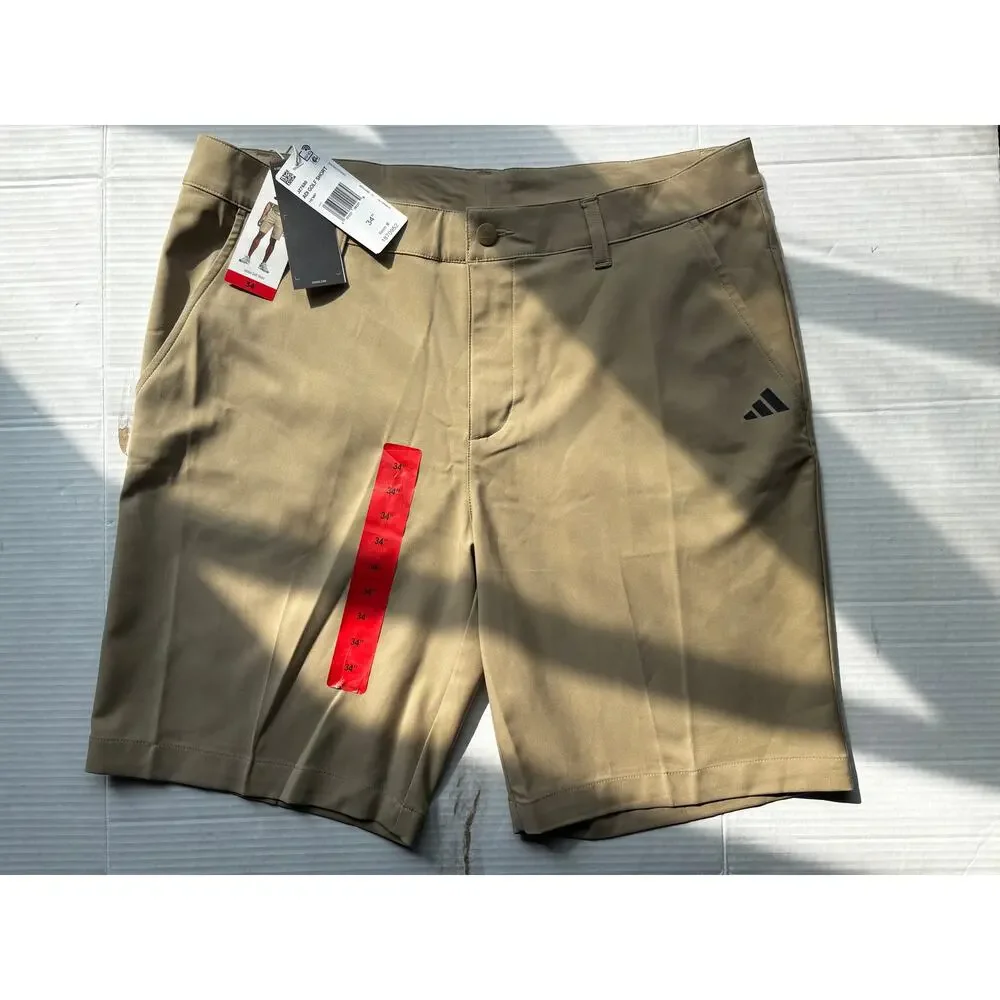 NWT Adidas Golf Shorts Men's 34 Khaki Hemp Flat Front Performance Golf Short